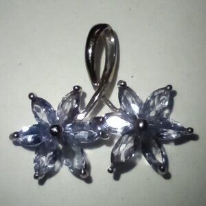 REDUCED!  10Kt White Gold 1.50ctw Marquise Tanzanite Flower Slide